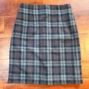 Vintage 35th & 10th Blue Gray Red Tartan Style Plaid Pencil Skirt USA Womens 8